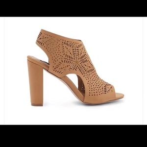 Tan Perforated Chunky Heels